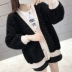 Áo xuân nữ 2019 phiên bản mới của Hàn Quốc có cổ áo V rộng khí dung màu sáng lụa đan áo len lưới màu đỏ cardigan nữ - Cardigan áo len nữ cổ cao Cardigan