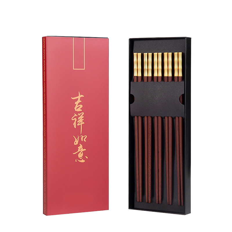 "Good home mouldproof and heat - resistant porcelain alloy chopsticks antiskid solid wood chopsticks 10 pairs of red sandalwood family pack round head chopsticks