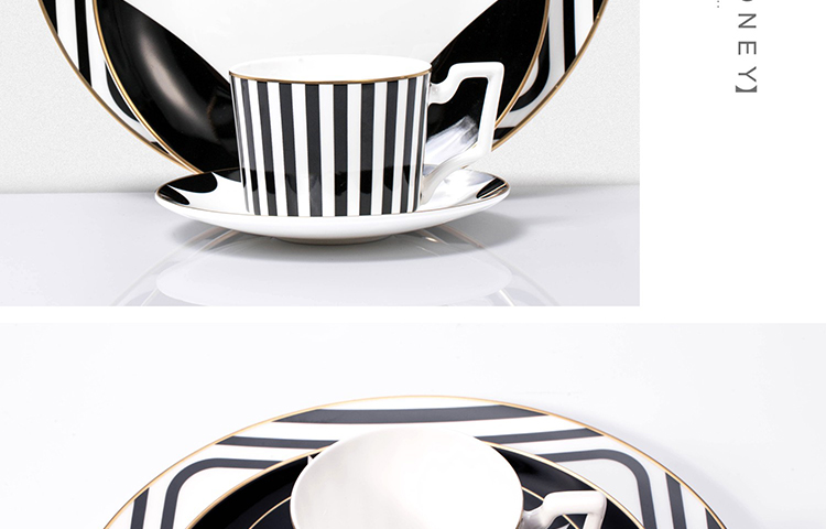 The Nordic matte enrolled, black and white stripes up phnom penh ipads porcelain tableware club coffee cup mock up room decoration soft decoration plate of sell like hot cakes