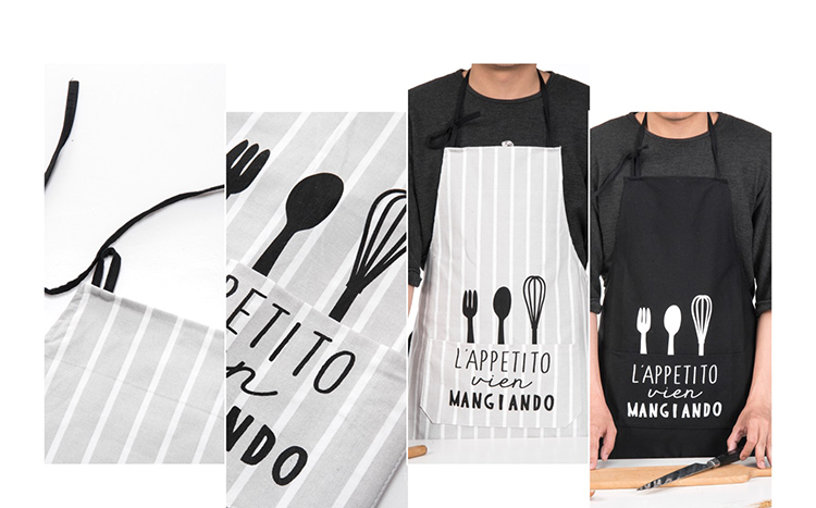 Beth shan han edition fashion bakery kitchen household porcelain in northern wind cloth art bust apron, black and white stripes