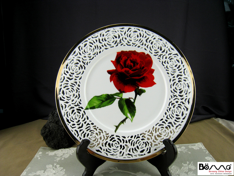 Up Phnom penh dish LvKong rose, white rose plate new classical art plate carving, ipads China plate