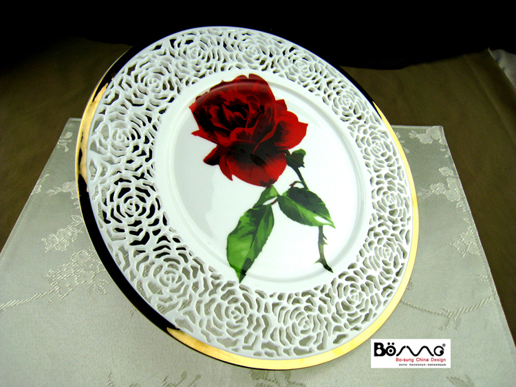 Up Phnom penh dish LvKong rose, white rose plate new classical art plate carving, ipads China plate