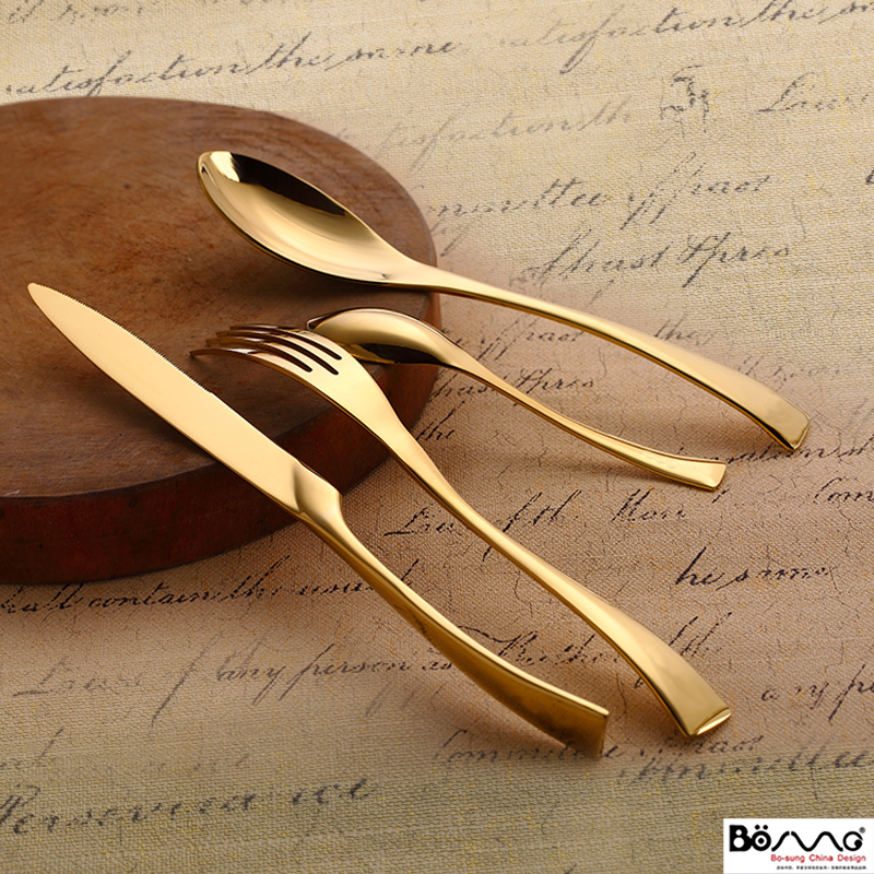 "Good in the porcelain kaya DangKa elegant gold - plated stainless steel western food knife and fork spoon, four golden steak knife and fork set