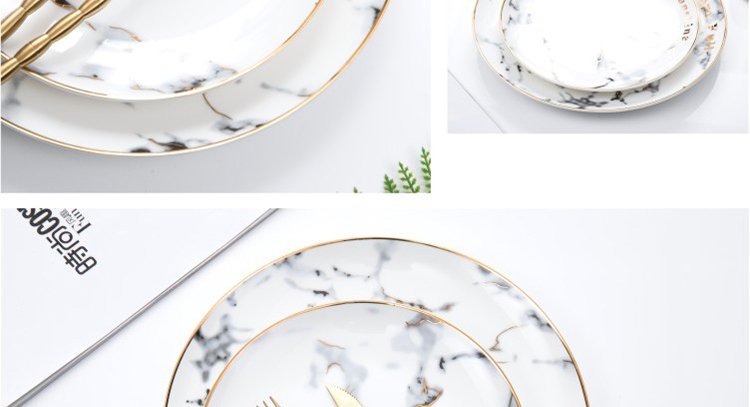 Northern wind household steak plate suit contracted western - style food plate marble disc ceramic large serving dishes for breakfast