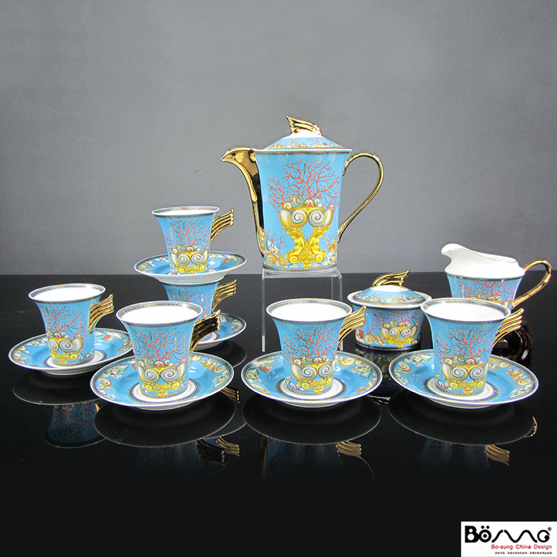 Ipads China coffee cups suit European afternoon tea tea set 15 British head coffee tea ceramic blue ocean world