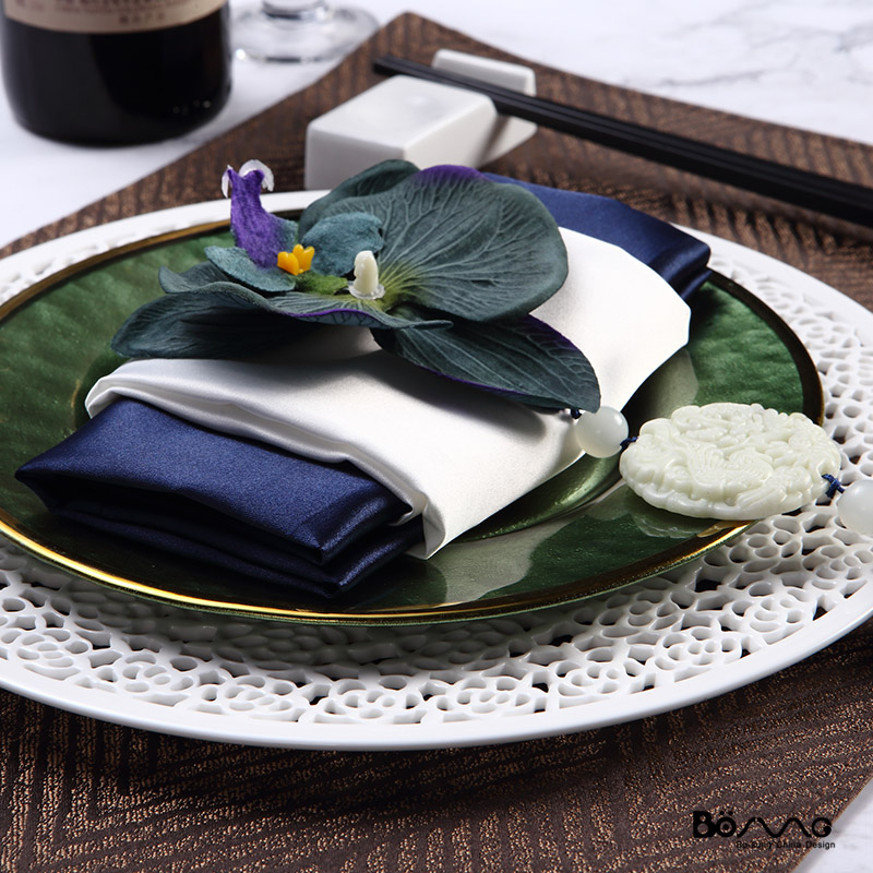 Chinese modern new Chinese style dinner plate ipads porcelain tableware set example room hall hollow out blackish green mat chopsticks sell like hot cakes