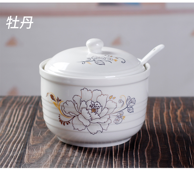 High temperature resistant household with cover as the hot pepper oil seasoning salt can candy as cans ceramic pot kitchen to taste