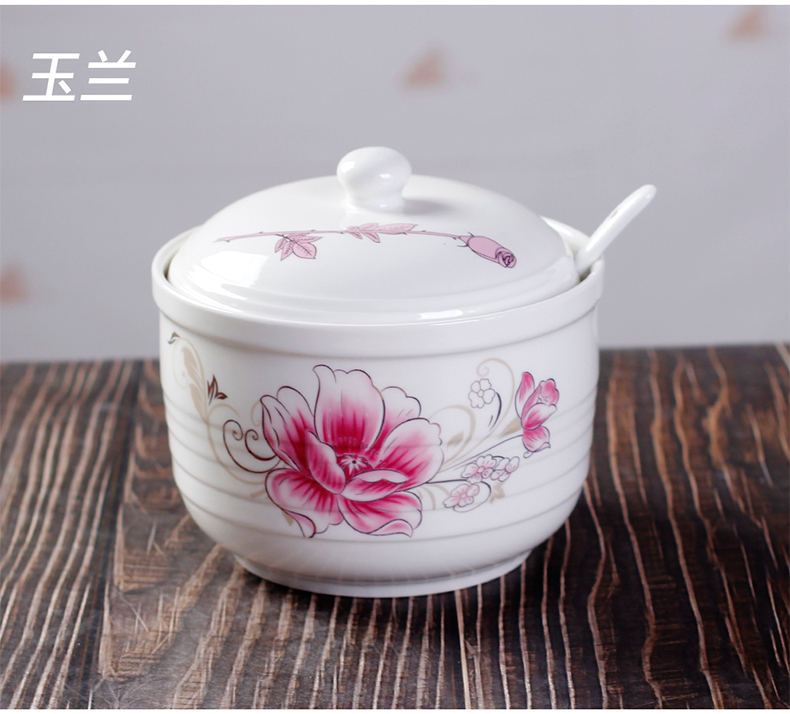 High temperature resistant household with cover as the hot pepper oil seasoning salt can candy as cans ceramic pot kitchen to taste