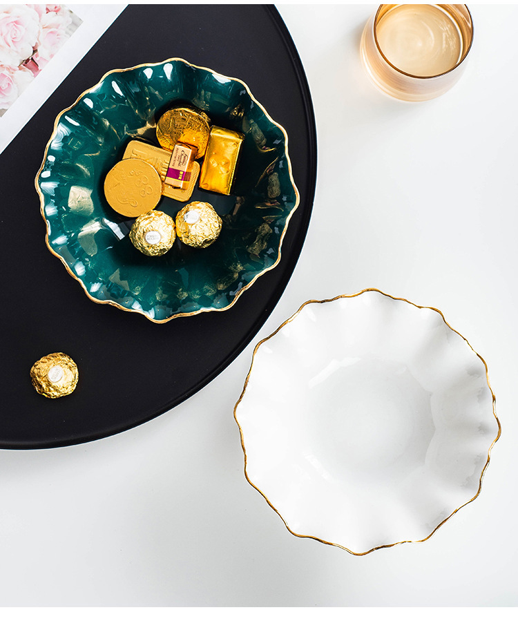 European ceramic candy dishes light key-2 luxury home sitting room of modern high - grade fruit bowl dried fruit tray table furnishing articles to receive dish