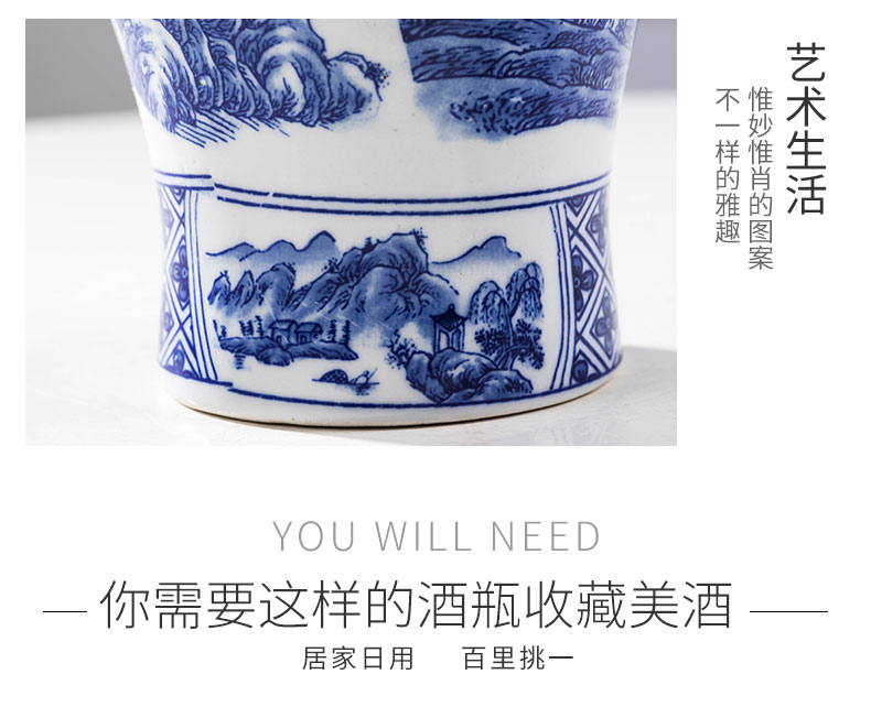 Three jin of jingdezhen blue and white porcelain jars seal wine wine wine liquor receive wine it 5/1 kg