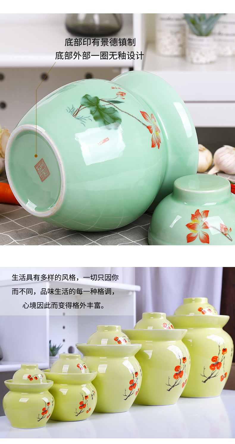 Household pickle jar to thicken the pickle jar sichuan pickle jar preserved pickle ceramic seal cylinder double salted egg