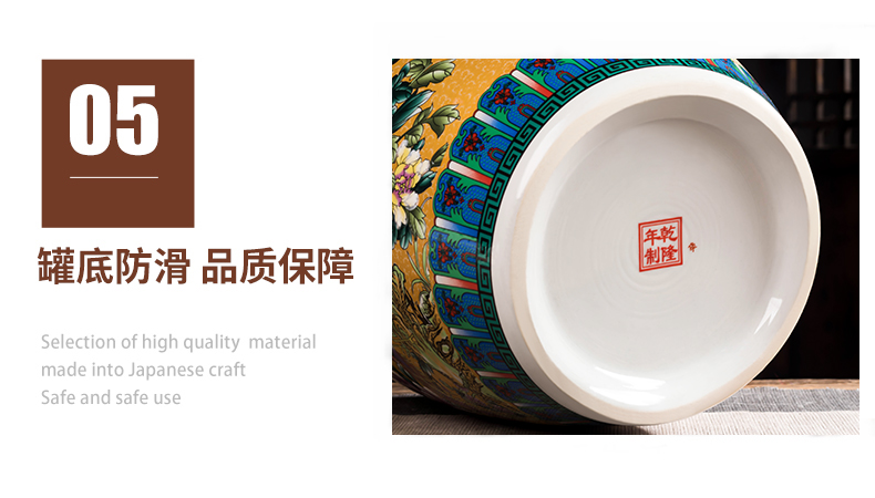 Jingdezhen ceramic barrel household moistureproof cylinder ricer box 50 kg pack restoring ancient ways with cover seal oil cylinder tank rice storage tank