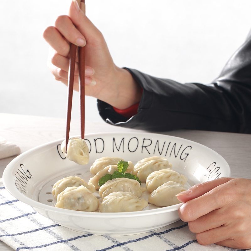 Double disc household dumpling dish drop round large dishes contracted ceramic tableware dumpling dish fruit bowl dessert dish