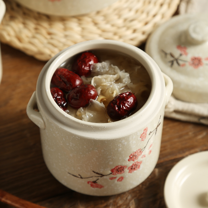 Ceramic water stew stewed bird 's nest cup with cover double cover ears steamed egg cup stew stew pot with bladder size bowl
