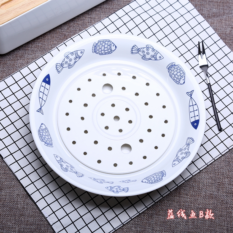 Double disc household dumpling dish drop round large dishes contracted ceramic tableware dumpling dish fruit bowl dessert dish