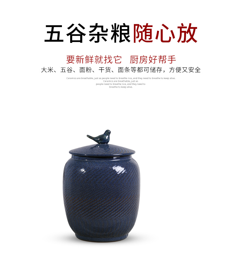 Jingdezhen ceramic barrel storage bins with cover seal storage tank kg30 10 jins home moistureproof insect - resistant ricer box