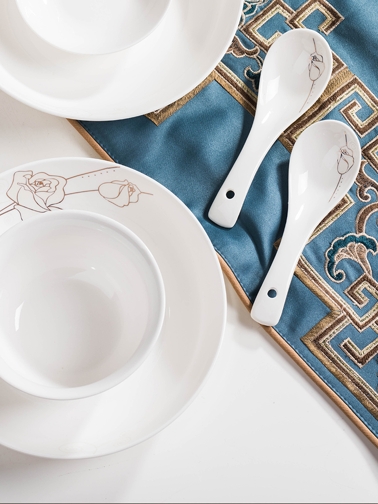 The dishes suit household microwave oven dedicated jingdezhen ceramic bowl chopsticks to eat rice bowl Nordic tableware dishes 10