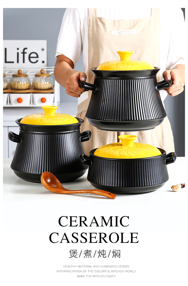 Ceramic casserole soup pot domestic high - temperature gas large Japanese casserole pot stew soup pot stew large capacity