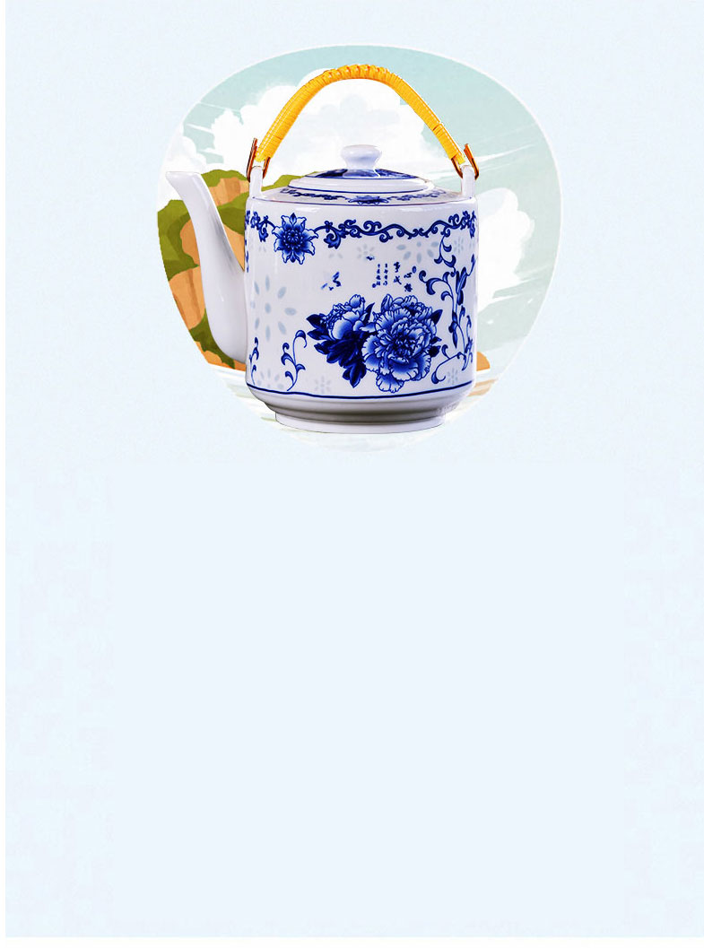 Jingdezhen porcelain ceramic teapot high - capacity cool large blue and white porcelain kettle cold girder teapot household kettle