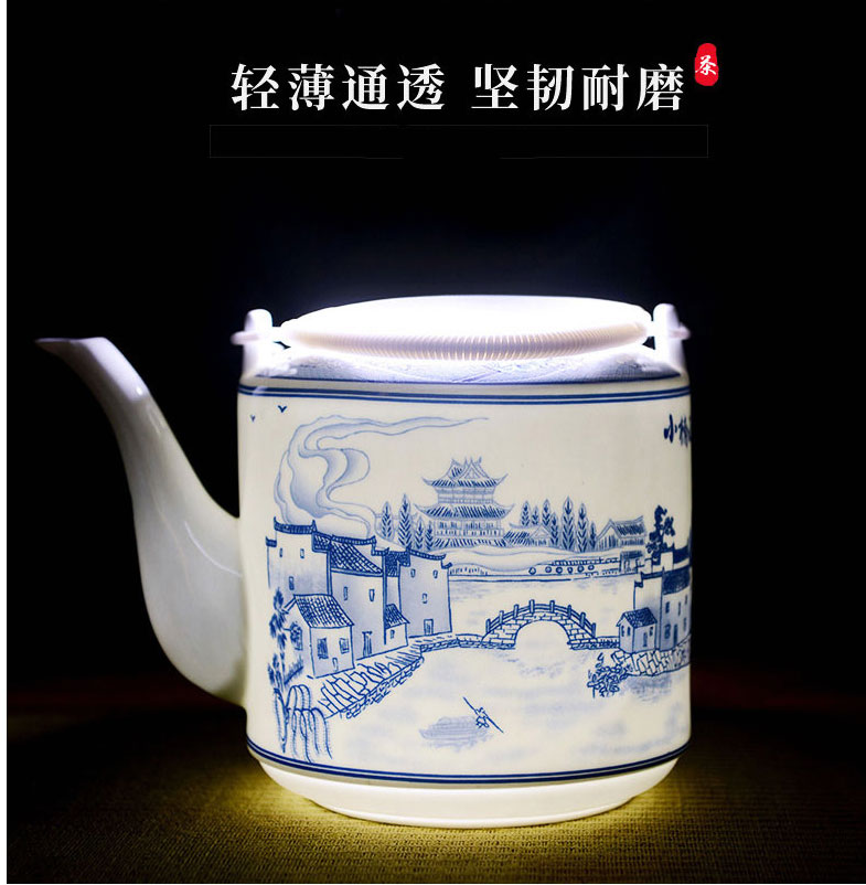 Jingdezhen porcelain ceramic teapot high - capacity cool large blue and white porcelain kettle cold girder teapot household kettle