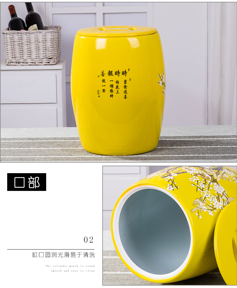 Barrel jingdezhen ceramics with cover feng shui home 20 jins 50 kg to moistureproof insect - resistant flour rice storage box ricer box