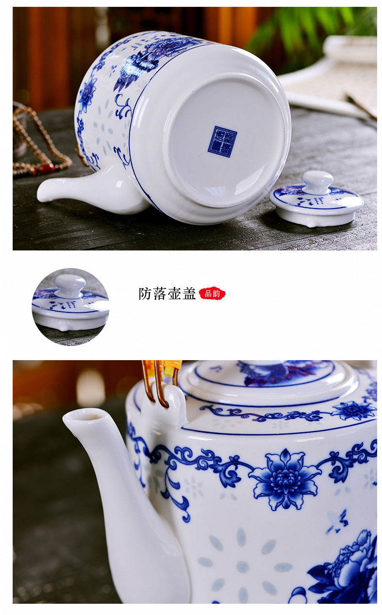 Jingdezhen porcelain ceramic teapot high - capacity cool large blue and white porcelain kettle cold girder teapot household kettle