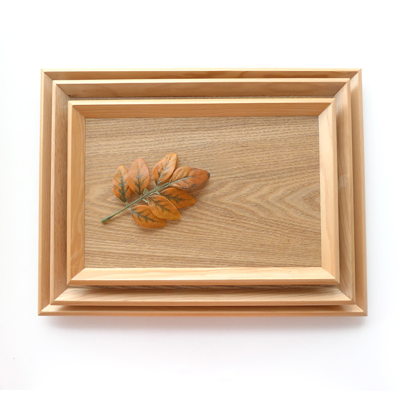 Solid wood tea tray Kung Fu tea set tea tray creative large, medium and small rectangular hotel tray wooden dinner plate