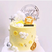 Bake cake decoration Leo panda giraffe lion soft pottery doll ornaments forest small animal plug-in