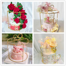 Wrought iron flower rack cake decoration Chinese Valentines Day cake decoration ins Net red cake decoration metal flower basket