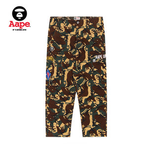 Aape メンズ 秋冬 刺繍 エイプフェイス ラベルプリント マルチポケット テーパード 迷彩 カジュアル パンツ 6437XAB