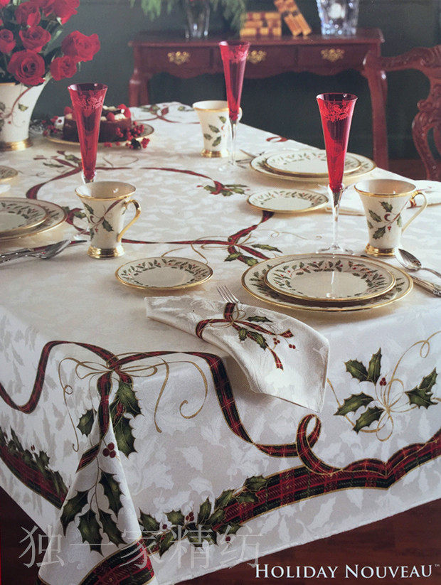 American LENOX Christmas streamer tablecloth tribute satin rectangular company conference mall performance booth table tablecloth