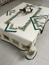Export of European and American cotton hemp Christmas decals table cloth European style pastoral restaurant tablecloth conference hall rectangular tablecloth