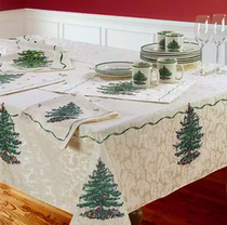 Export European and American SPODE Christmas tree jacquard rectangular tablecloth European fabric decorative cover cloth conference table tablecloth