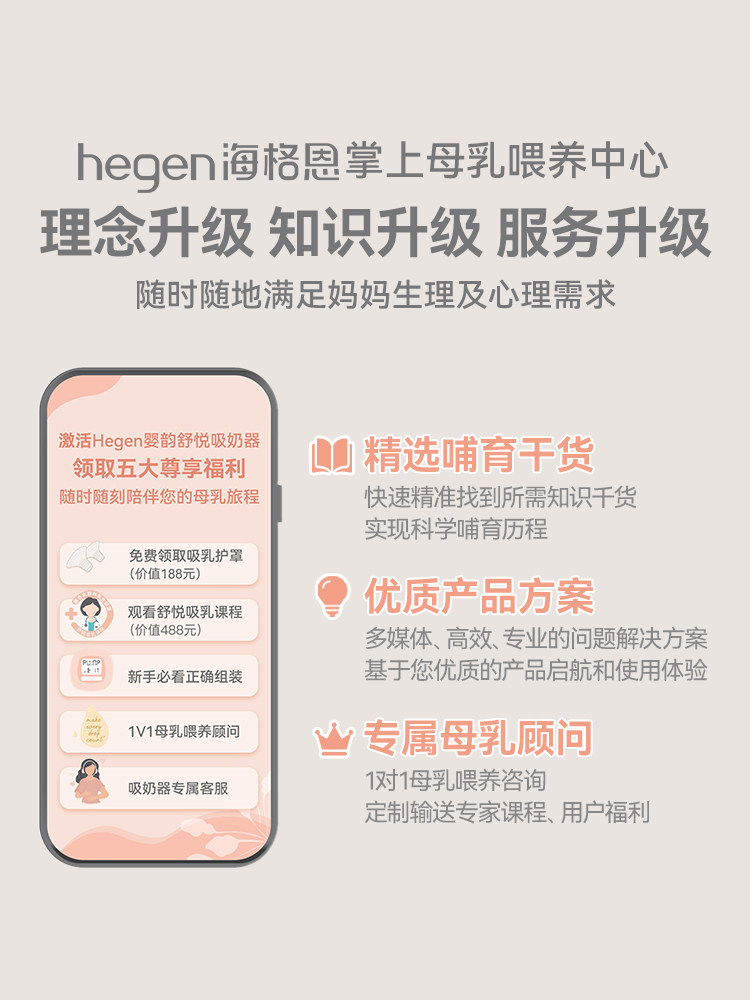 Hegen Double-Sided Electric Breast Pump, Hands-Free, Fully Automatic Breast Milk Pump Accessories, Frequency-Adjustable Massage