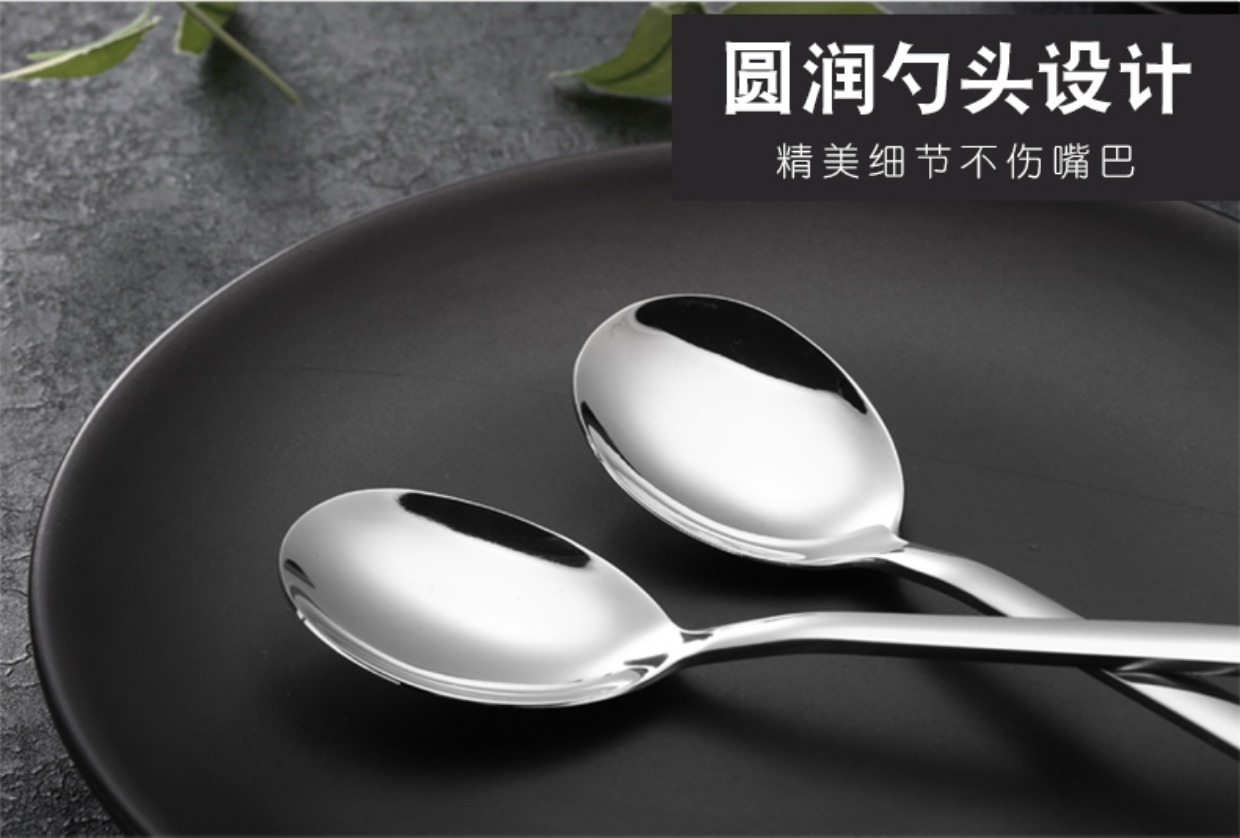 Kunzhan 304 thép không gỉ dài tay cầm muỗng trộn gia đình muỗng muỗng bộ đồ ăn trẻ em dày Hàn Quốc dĩa