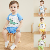 Baby cotton short sleeve set summer baby cute cartoon T-shirt boys shorts half sleeve two-piece thin