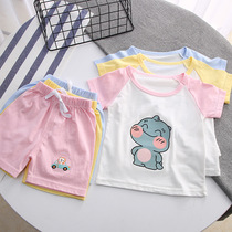 Summer baby short-sleeved shorts set cotton T-shirt two-piece men and women Baby small childrens clothing casual and breathable