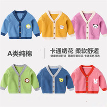 Baby spring and autumn cardigan jacket baby knitted coat men and women wear autumn newborn baby cotton clothes