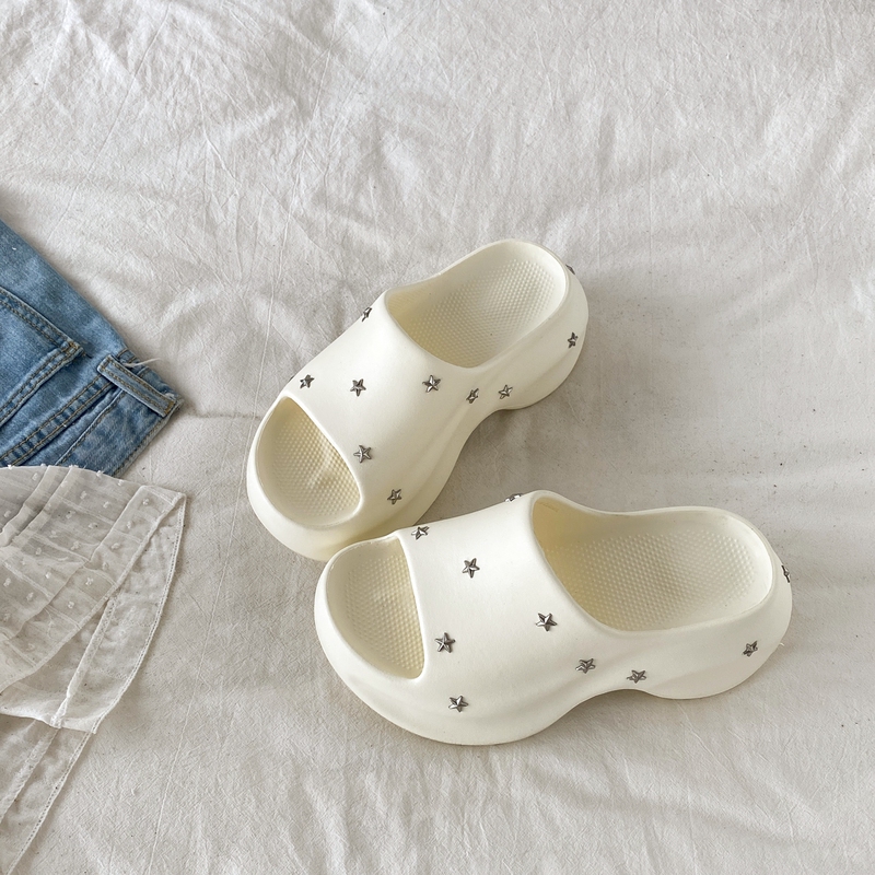 Xishu Thick-Soled Star-Studded Slip-On Sandals for Women, Summer Outdoor Wear, Height-Increasing Wedge Sandals for Petite Women
