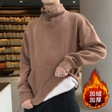 Демисезонная зимняя толстовка, мужской утепленный трендовый лонгслив для отдыха, оверсайз