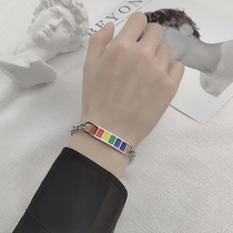 Rainbow bracelet men Korean version of tide ins niche design titanium steel personality wild casual single simple bracelet jewelry