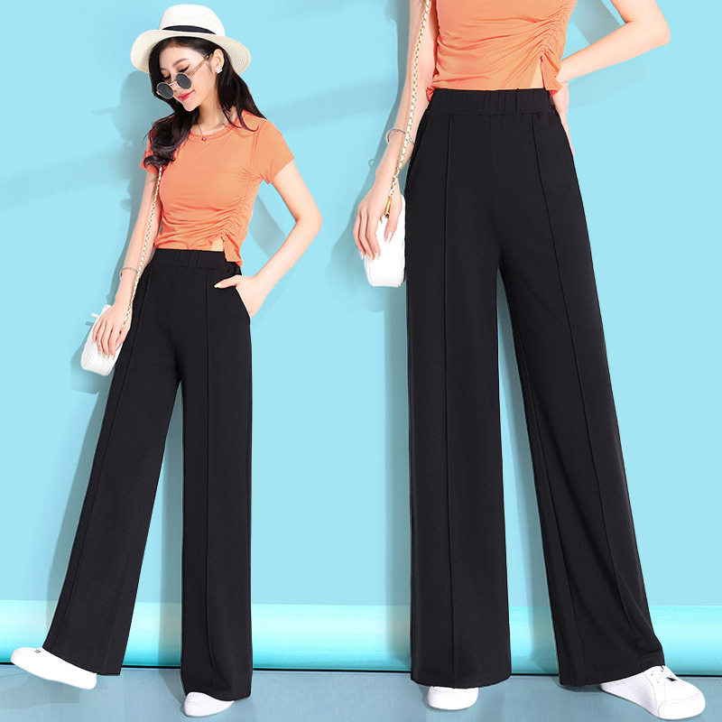 Pituitary Broadlegged Pants Woman Spring Summer High Waist Large Size Weight mm200 Straight Drum Mopping Long Pants Korean Version Casual Western Dress Pants