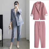 Large Code Superior Sense Temperament Western Suit Suit Woman Fat Mm Loose Sense Small West Clothing Career Two Sets 200 Catty Spring