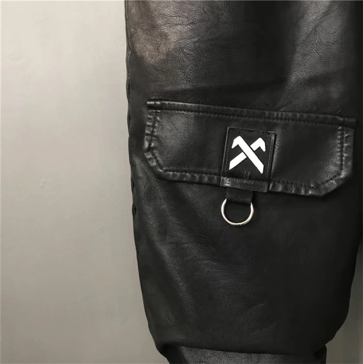 Xã hội quần da nam màu đỏ với nam mùa thu và mùa đông chân mỏng giả da pu quần thường thủy triều nam quần da harem quần âu nam