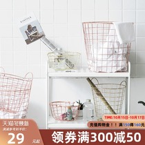 Bath storage basket bathroom home toilet wall-mounted metal clothes basket modern simple hanging storage basket