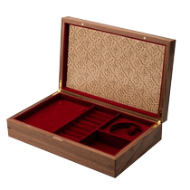 Solid wood jewelry storage box high-end three-piece hardware betrothal gift box jewelry set wedding and engagement gift