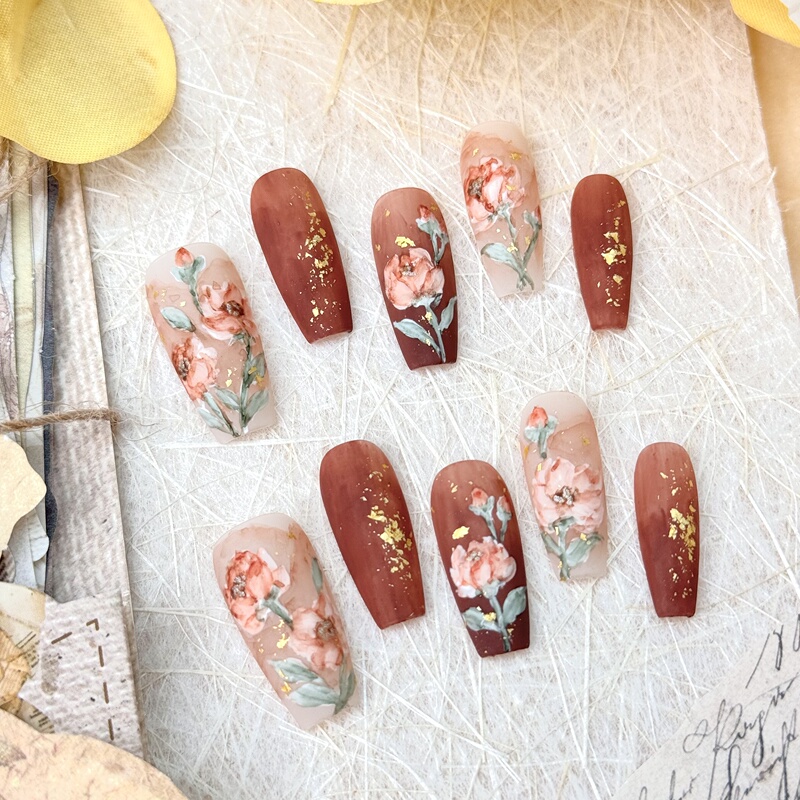 Handmade Nails 26124 Fragrance Full Nail Type Mu ins Xiaohongshu High-End Luxury Manicure