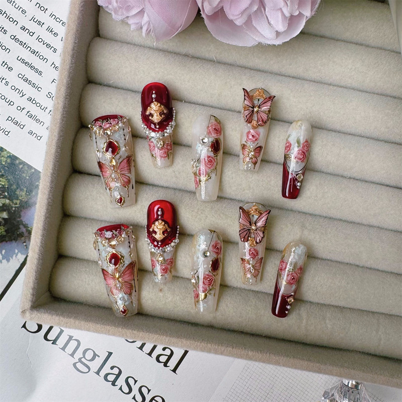 Handmade Wearable Nails 25191 Croatia Full Nail Type Ss ins Xiaohongshu High-End Luxury Manicure Handmade Wearable Nails 25191 Croatia Full Nail Type Ss ins Xiaohongshu High-End Luxury Manicure