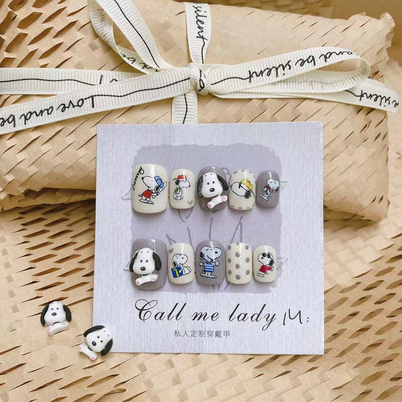 Japanese Handmade Press-On Nails Snoopy Short Square