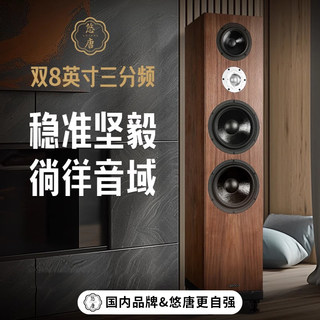 悠唐 T718发烧级hifi无源音箱双8英寸音响高中低音三分频落地音箱